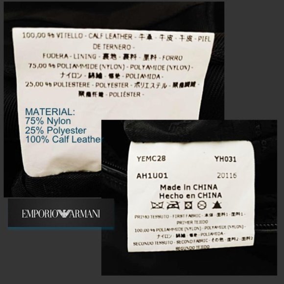 Emporio Armani Mens Messenger Bag Large Black Nylon Leather Shoulder Cro… - Picture 14 of 15